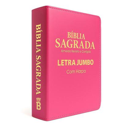 Imagem de Bíblia Sagrada Letra Jumbo - Ziper Agenda - Pink - C/ Harpa - Revista e Corrigida