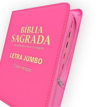 Imagem de Bíblia Sagrada Letra Jumbo - Ziper Agenda - Pink - C/ Harpa - Revista e Corrigida