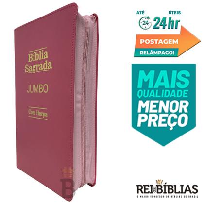 Imagem de Bíblia Sagrada Letra Jumbo - Ziper Agenda - Pink - C/ Harpa - Revista e Corrigida