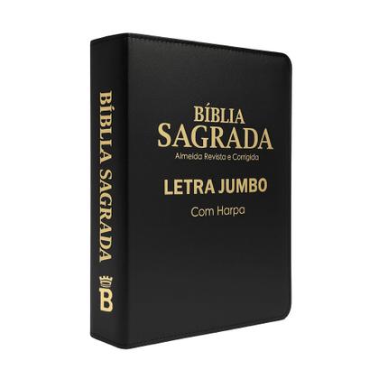 Imagem de Bíblia Sagrada Letra Jumbo - Ziper Agenda - Preta - C/ Harpa - Revista e Corrigida