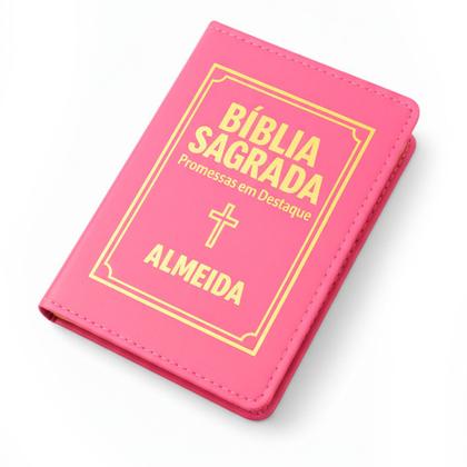 Imagem de Bíblia Sagrada Letra Pequena Luxo Pink