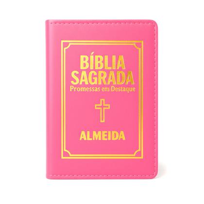 Imagem de Bíblia Sagrada Letra Pequena Luxo Pink