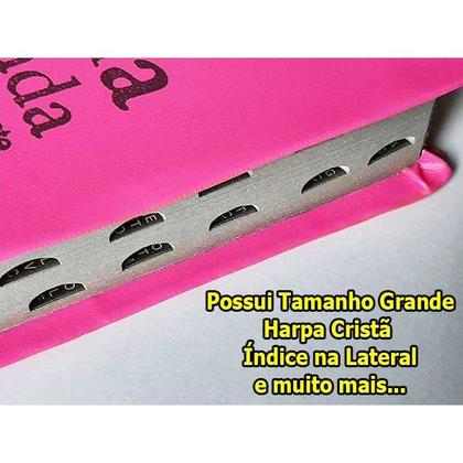Imagem de Bíblia Sagrada - Possui LETRAS GIGANTES - Harpa Cristã - Tamanho Grande - Índice - Capa Luxo Pink Lisa