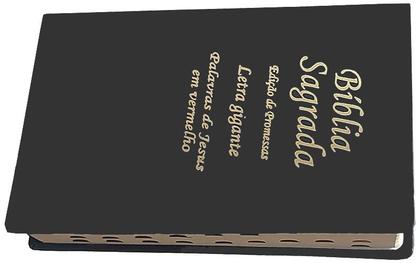 Imagem de Bíblia Sagrada Possui LETRAS GIGANTES Tamanho Grande Capa Luxo Couro Preta