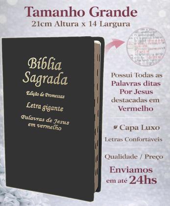 Imagem de Bíblia Sagrada Possui LETRAS GIGANTES Tamanho Grande Capa Luxo Couro Preta