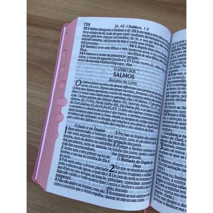 Imagem de Biblia sagrada rosa couro  Evangelica Letras Hiper Gigante  Harpa E Corinhos