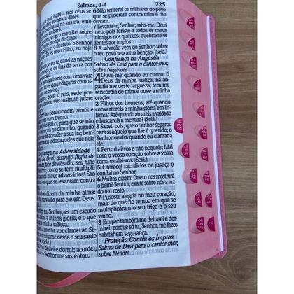 Imagem de Biblia sagrada rosa couro  Evangelica Letras Hiper Gigante  Harpa E Corinhos