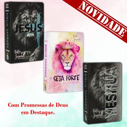 Imagem de Biblia Sagrada Seja Forte e Corajosa - Palavra de Jesus em Vermelho - Capa Dura - Com Harpa.