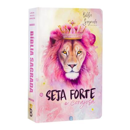 Imagem de Biblia Sagrada Seja Forte e Corajosa - Palavra de Jesus em Vermelho - Capa Dura - Com Harpa.