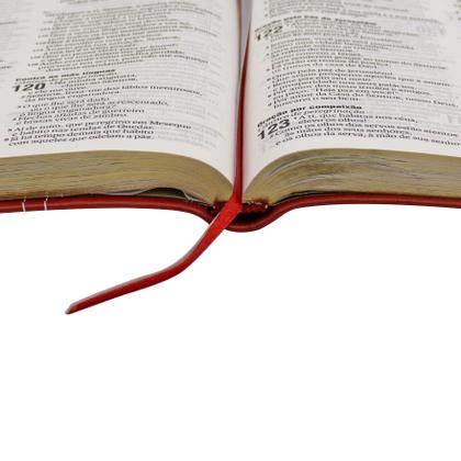 Imagem de Biblia sagrada ultra fina slim letra grande capa couro legitimo versão naa nova almeida atualizada vermelho malagueta
