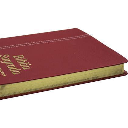 Imagem de Biblia sagrada ultra fina slim letra grande capa couro legitimo versão naa nova almeida atualizada vermelho malagueta
