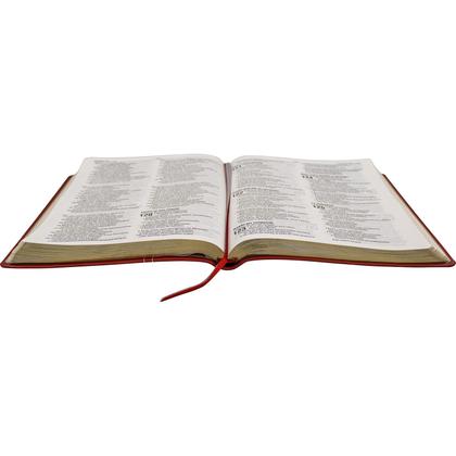 Imagem de Biblia sagrada ultra fina slim letra grande capa couro legitimo versão naa nova almeida atualizada vermelho malagueta