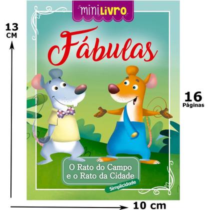 Imagem de Biblioteca Infantil Fábulas Consagradas Ilustradas MiniLivro Coleção 12 Livrinhos