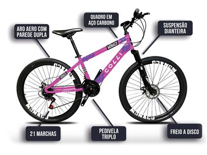 Imagem de Bic. Colli Monaco A.26 F.disco 21V - 230-19D  Rosa Neon