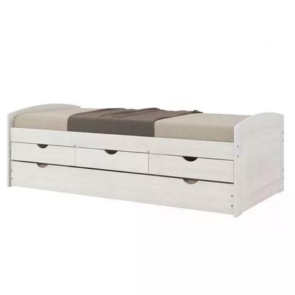 Imagem de Bicama Aspen Com 3 Gavetas - Madeira Maciça Branco Lavado