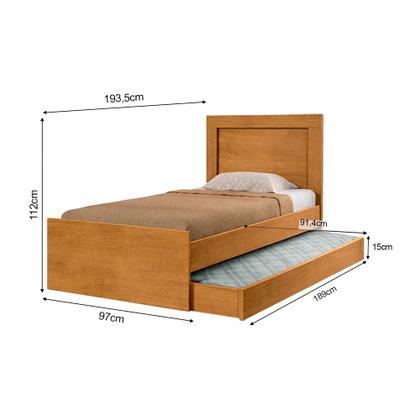 Imagem de Bicama Bibox Luara Solteiro com Cama Auxiliar para Quarto Moderno e Funcional - Nature