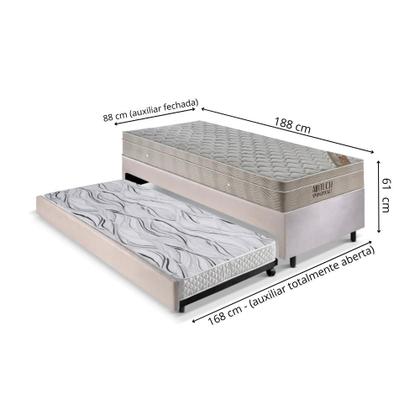 Imagem de Bicama Box 88x188 Suede Bege com Colchão Airtech Ortobom