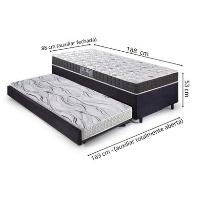 Imagem de Bicama Box 88x188 Suede Preto com Colchão Pantanal Anjos