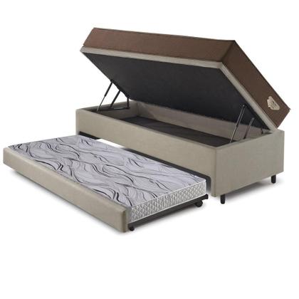 Imagem de Bicama Box Baú com Linho Bege 120x203 com Colchão Relax Adorabile Molas Ensacadas Ecoflex