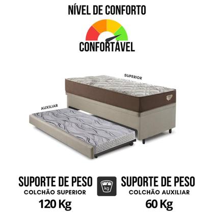 Imagem de Bicama Box Baú com Linho Bege 120x203 com Colchão Relax Adorabile Molas Ensacadas Ecoflex