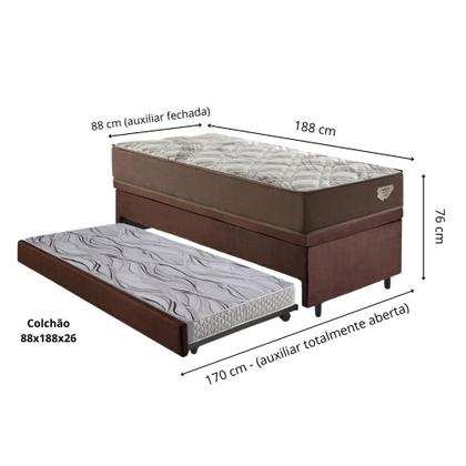 Imagem de Bicama Box Baú com Suede Marrom 88x188 com Colchão Relax Adorabile Molas Ensacadas Ecoflex