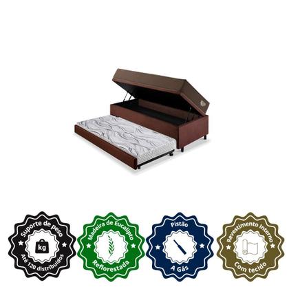 Imagem de Bicama Box Baú com Suede Marrom 88x188 com Colchão Relax Adorabile Molas Ensacadas Ecoflex