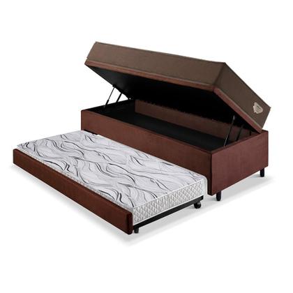 Imagem de Bicama Box Baú com Suede Marrom 88x188 com Colchão Relax Adorabile Molas Ensacadas Ecoflex