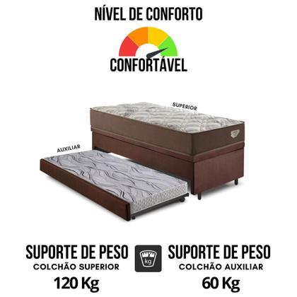 Imagem de Bicama Box Baú com Suede Marrom 88x188 com Colchão Relax Adorabile Molas Ensacadas Ecoflex