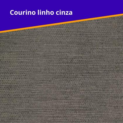 Imagem de Bicama Box Baú Viúva 120x203 material sintético Linho Cinza com Colchão Adapto Molas Ensacadas Ecoflex