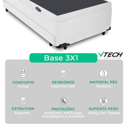 Imagem de Bicama Box com Baú Solteiro Branco 88x188x44 V-Store