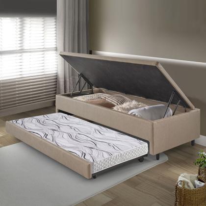 Imagem de Bicama Box Com Baú Viúvo 120x203 com Colchão Auxiliar Bege