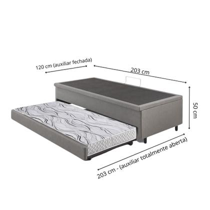 Imagem de Bicama Box Com Baú Viúvo 120x203 com Colchão Auxiliar Cinza