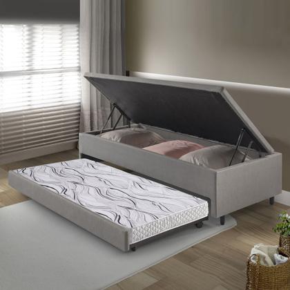 Imagem de Bicama Box Com Baú Viúvo 120x203 com Colchão Auxiliar Cinza