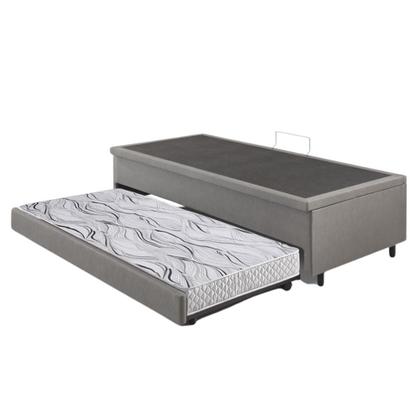 Imagem de Bicama Box Com Baú Viúvo 120x203 com Colchão Auxiliar Cinza