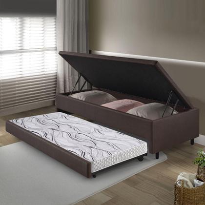 Imagem de Bicama Box Com Baú Viúvo 120x203 com Colchão Auxiliar Marrom