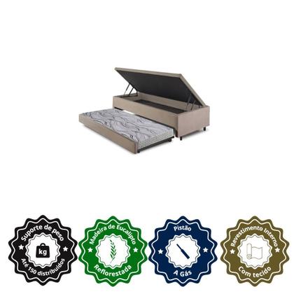 Imagem de Bicama Box Com Baú Viúvo 120x203 com Colchão Auxiliar Suede Bege