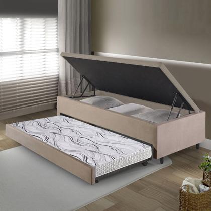 Imagem de Bicama Box Com Baú Viúvo 120x203 com Colchão Auxiliar Suede Bege