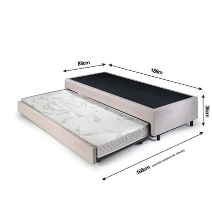 Imagem de Bicama Box Solteiro 88x188 com Colchão Auxiliar Ecoflex