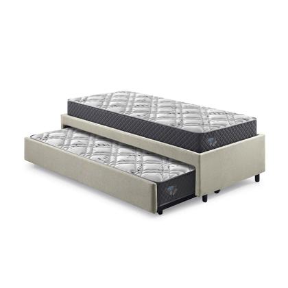 Imagem de Bicama Box Viúva 126x208 Linho Bege com Dois Colchões Adapto Molas Ensacadas Ecoflex