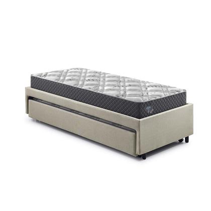 Imagem de Bicama Box Viúva 126x208 Linho Bege com Dois Colchões Adapto Molas Ensacadas Ecoflex