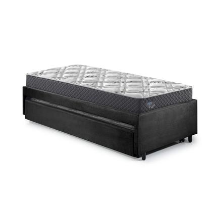 Imagem de Bicama Box Viúva 126x208 Suede Preto com Dois Colchões Adapto Molas Ensacadas Ecoflex