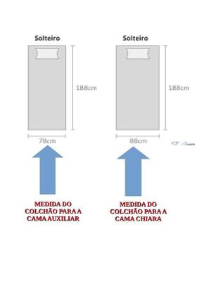 Imagem de Bicama Cama com Auxiliar Solteiro Branca Chiara - Phoenix Baby
