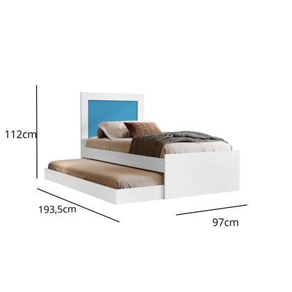 Imagem de Bicama Cama De Solteiro Luara Para Quarto Criança Adulto Com Cama Auxiliar Já Com 2 Colchões D20 188x88cm