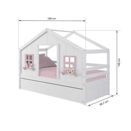 Imagem de Bicama Casinha dos Sonhos Madeira Maciça Branco/ Rosa Housin