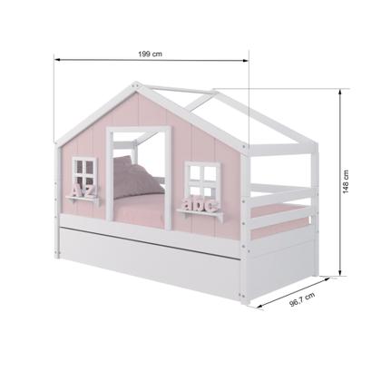 Imagem de Bicama Casinha dos Sonhos Madeira Maciça Rosa/ Branco Megamobilia
