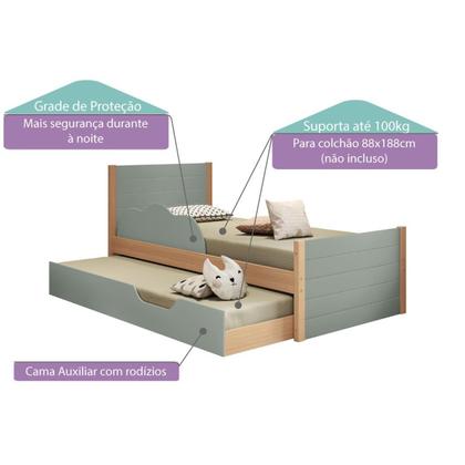 Imagem de Bicama com Cama Auxiliar Infantil Woody Casatema MadeiraOriginals