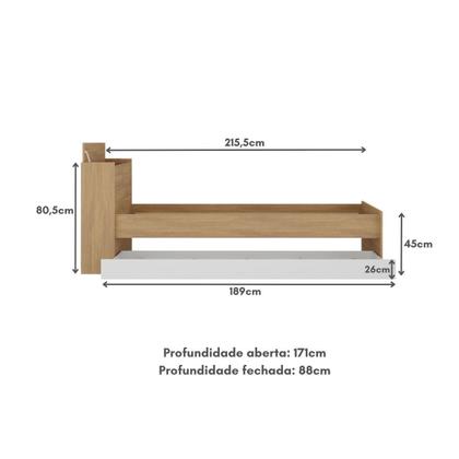 Bicama de Solteiro para Colchão 188 x 78cm com Baú Embutido Multimóveis MP4258 Imagem de Bicama de Solteiro para Colchão 188 x 78cm com Baú Embutido Multimóveis MP4258
