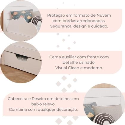 Imagem de Bicama Infantil 100% MDF com Cama Auxiliar e Proteção Lateral Acompanha Colchão
