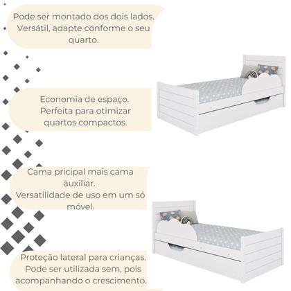 Imagem de Bicama Infantil 100% MDF com Cama Auxiliar e Proteção Lateral Acompanha Colchão