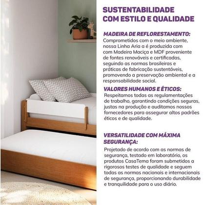 Imagem de Bicama Infantil com Grade de Proteção Aria Casatema Madeiraoriginals Nogueira/Branco